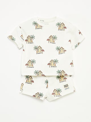 Conjunto de t-shirt + calções com estampado - 2 peças