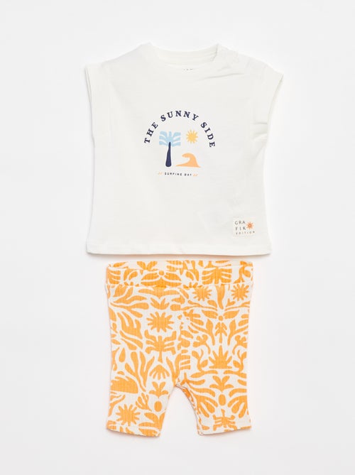 Conjunto de t-shirt + calções com estampado - Grafik Edition - Kiabi