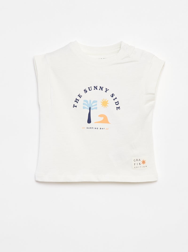 Conjunto de t-shirt + calções com estampado - Grafik Edition Branco - Kiabi