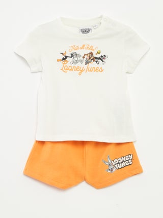 Conjunto de t-shirt + calções 'Looney Tunes' - 2 peças