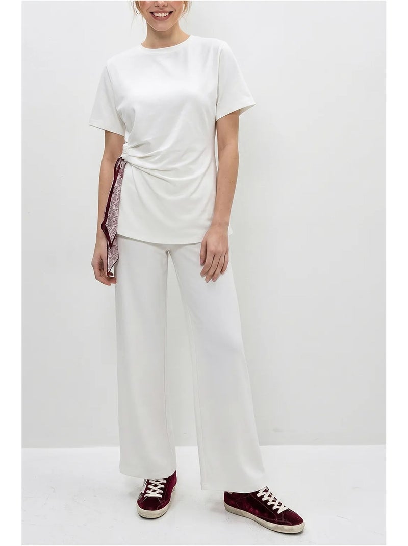 Conjunto de t-shirt de decote redondo e calças de perna larga lucci Branco - Kiabi