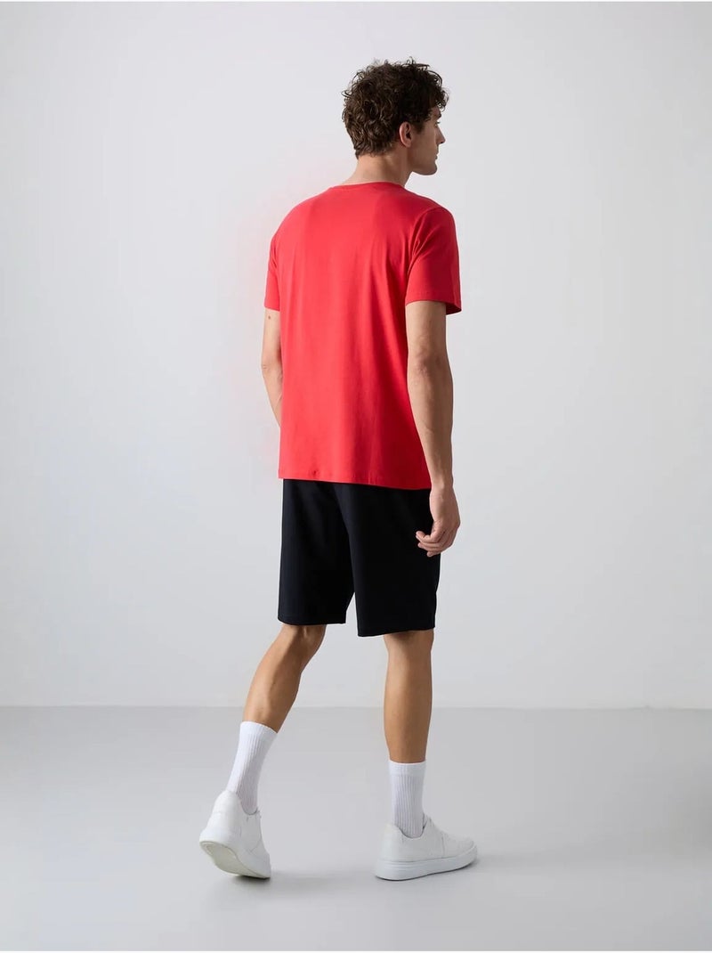 Conjunto de t-shirt e calções em jersey de algodão estampado tommy Vermelho - Kiabi