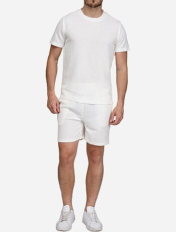 Conjunto de t-shirt e calções lisos e estampados - frilivin