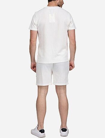 Conjunto de t-shirt e calções lisos e estampados - frilivin