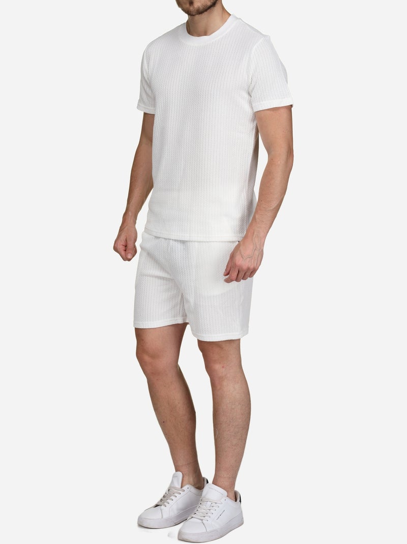 Conjunto de t-shirt e calções lisos e estampados - frilivin Branco - Kiabi