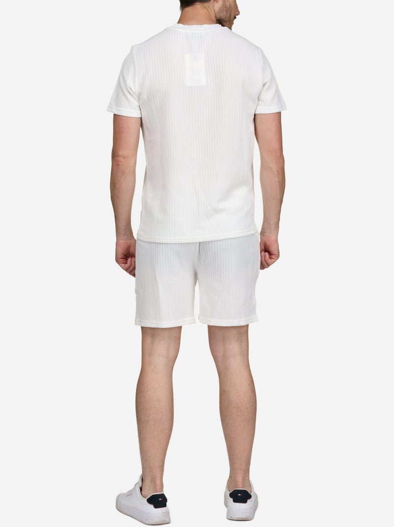 Conjunto de t-shirt e calções lisos e estampados - frilivin Branco - Kiabi