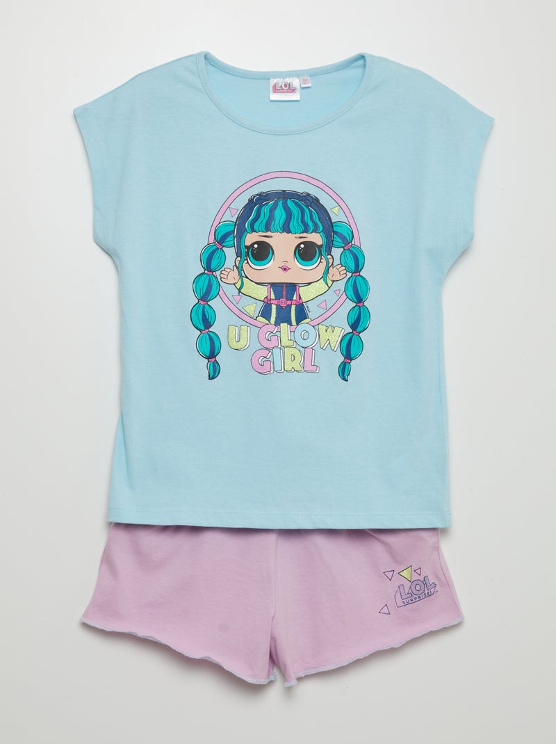 Conjunto de t-shirt e calções 'Lol' - 2 peças Azul - Kiabi