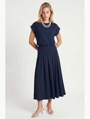 Conjunto de t-shirt em jersey de algodão e saia midi istanbul