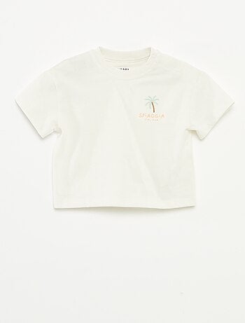 Conjunto de t-shirt + jardineiras em ganga - 2 peças