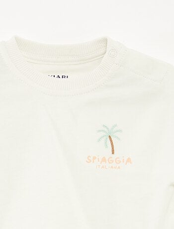 Conjunto de t-shirt + jardineiras em ganga - 2 peças