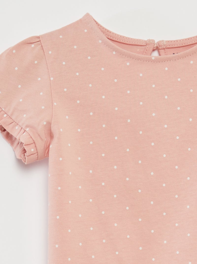 Conjunto de t-shirt + leggings nervuradas - 2 peças ROSA - Kiabi