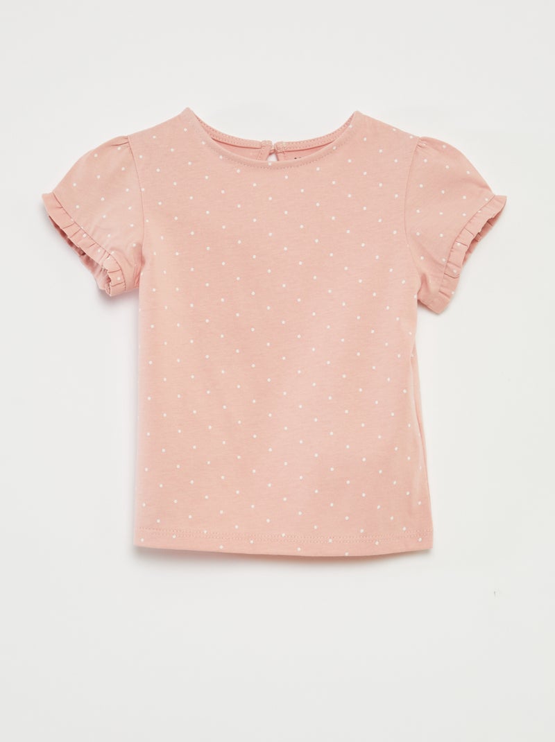 Conjunto de t-shirt + leggings nervuradas - 2 peças ROSA - Kiabi