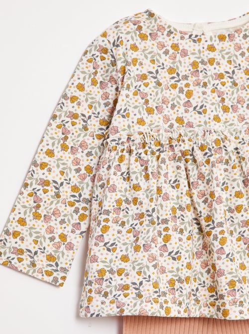 Conjunto de t-shirt + leggings nervuradas - 2 peças - Kiabi