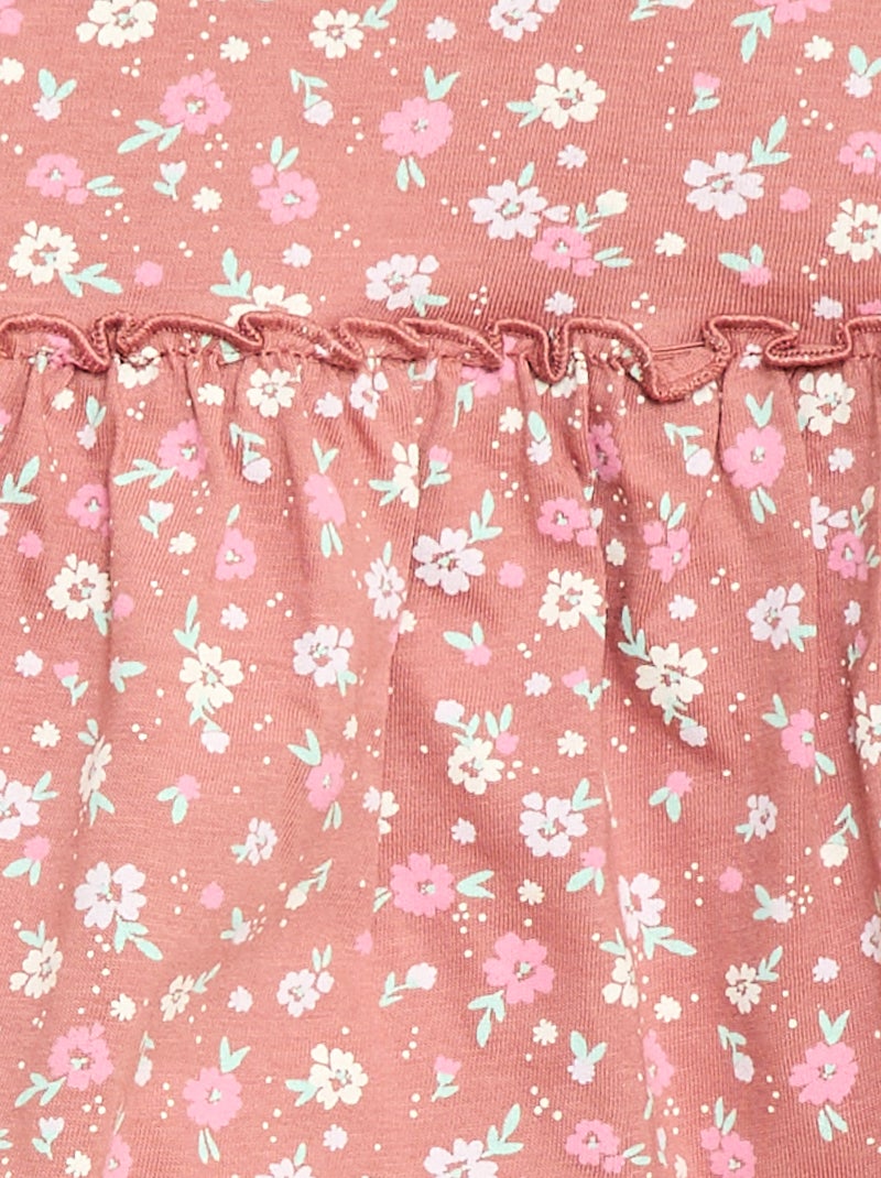 Conjunto de t-shirt + leggings nervuradas - 2 peças Rosa - Kiabi