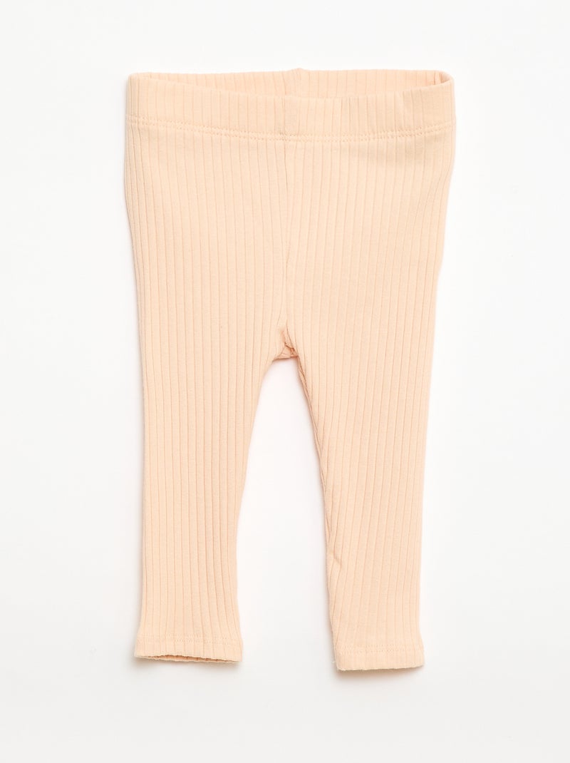 Conjunto de t-shirt + leggings nervuradas - 2 peças Rosa - Kiabi