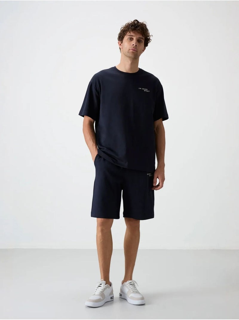 Conjunto de t-shirt oversized de manga curta e calções tommy Azul-marinho - Kiabi