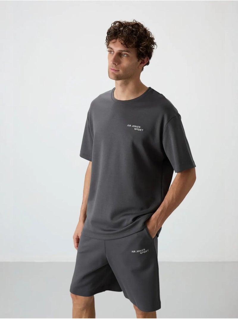 Conjunto de t-shirt oversized de manga curta e calções tommy Cinza-preto - Kiabi
