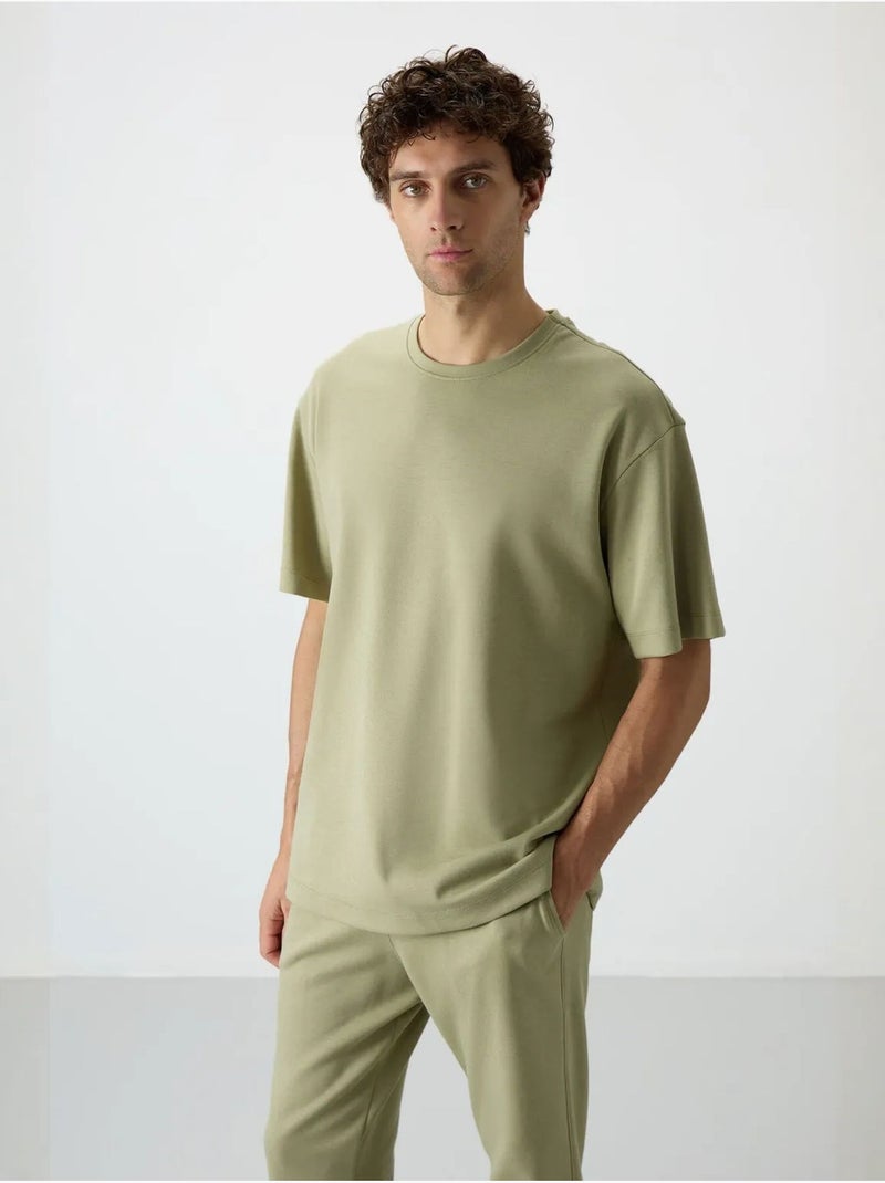 Conjunto de t-shirt oversized e calças de homem tommy Cáqui - Kiabi