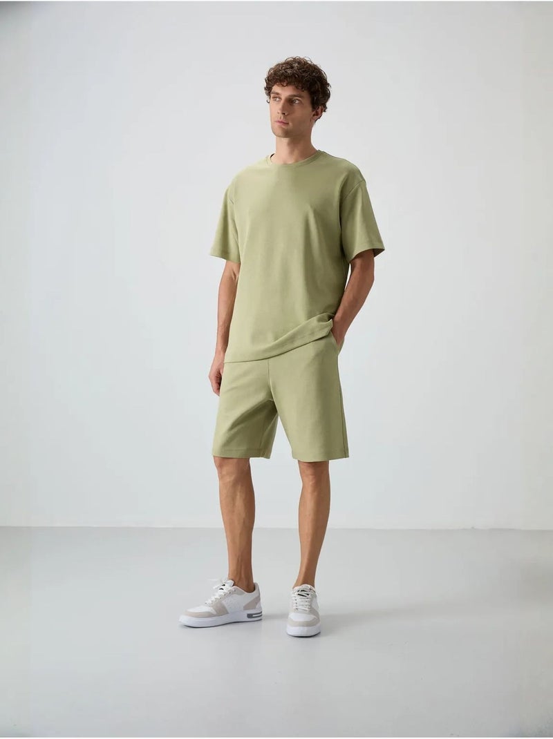 Conjunto de t-shirt oversized e calções tommy Cáqui - Kiabi