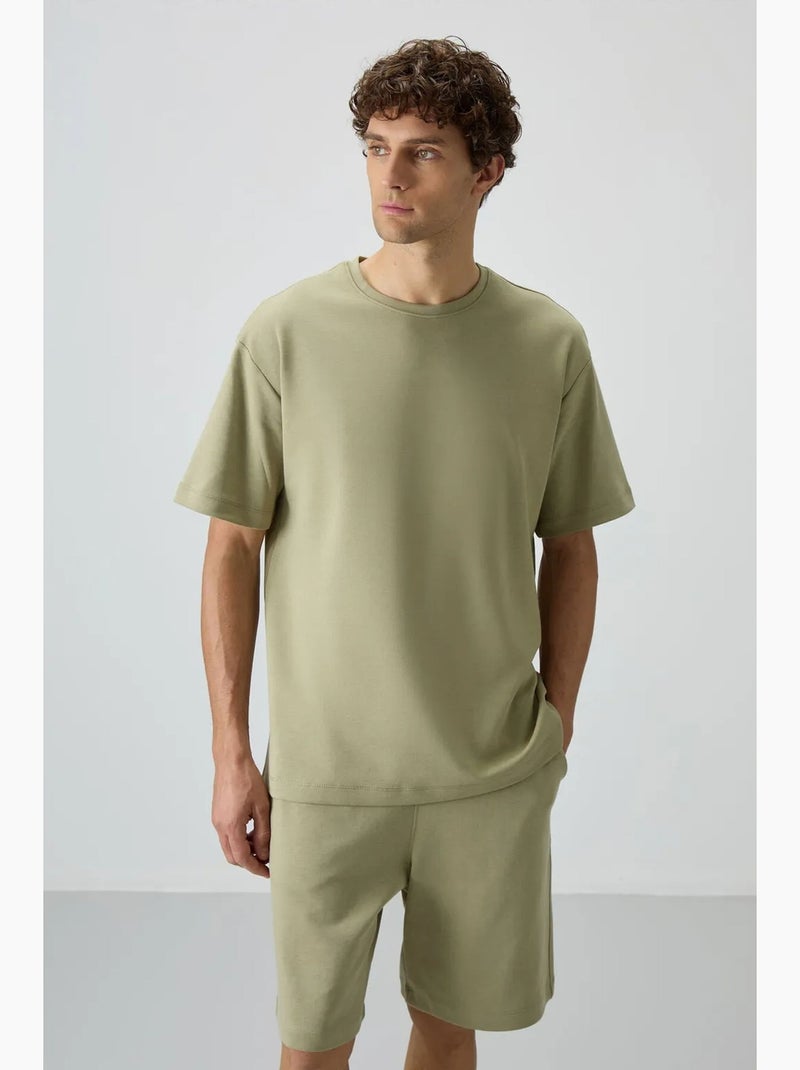 Conjunto de t-shirt oversized e calções tommy Cáqui - Kiabi