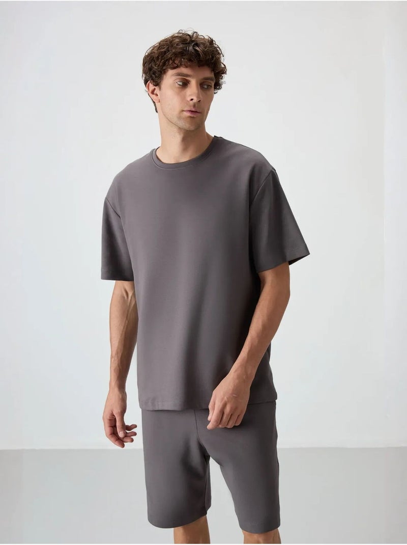 Conjunto de t-shirt oversized e calções tommy Cinza-preto - Kiabi