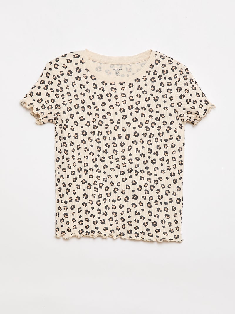 Conjunto de t-shirts caneladas - 2 peças Bege - Kiabi