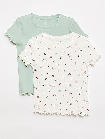 Conjunto de t-shirts caneladas - 2 peças