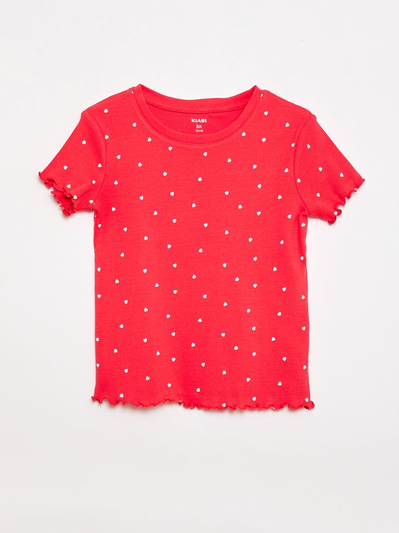 Conjunto de t-shirts caneladas - 2 peças Vermelho - Kiabi