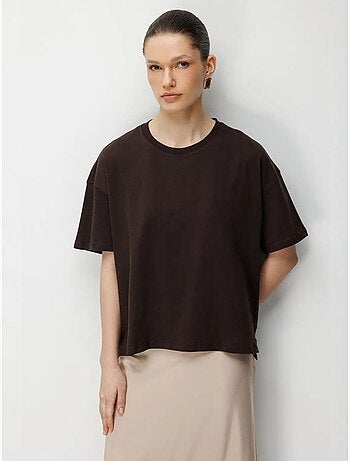 Conjunto de t-shirts de duas peças oversized caneladas com gola redonda mixray