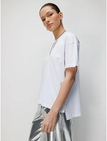 Conjunto de t-shirts de duas peças oversized caneladas com gola redonda mixray