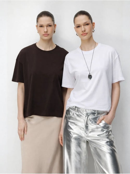 Conjunto de t-shirts de duas peças oversized caneladas com gola redonda mixray - Kiabi Conjunto de t-shirts de duas peças oversized caneladas com gola redonda mixray - Kiabi