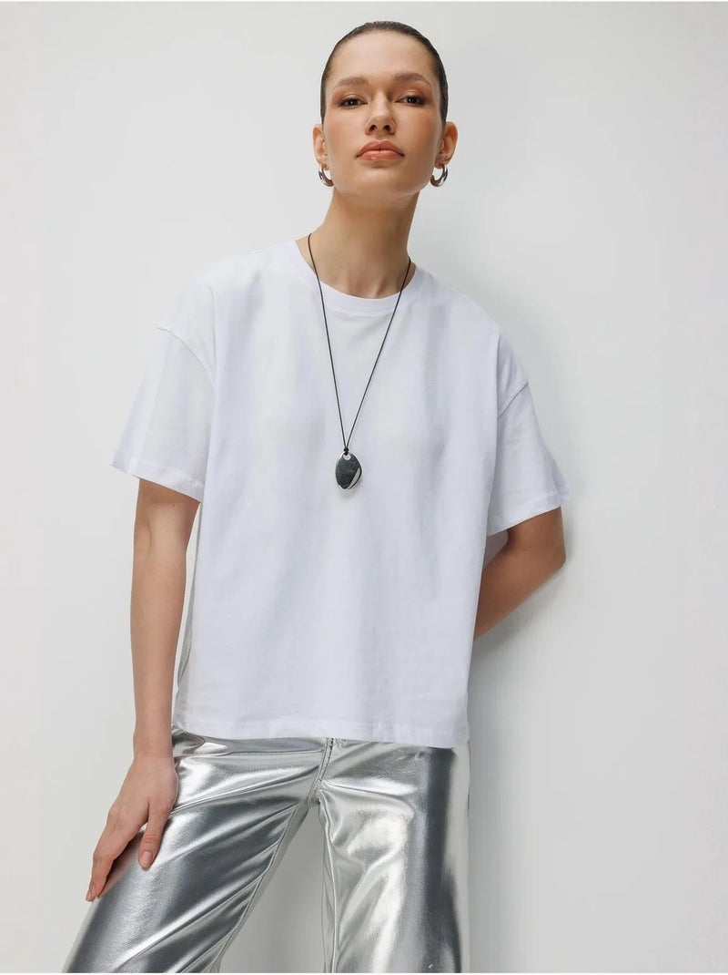 Conjunto de t-shirts de duas peças oversized caneladas com gola redonda mixray Branco - Kiabi