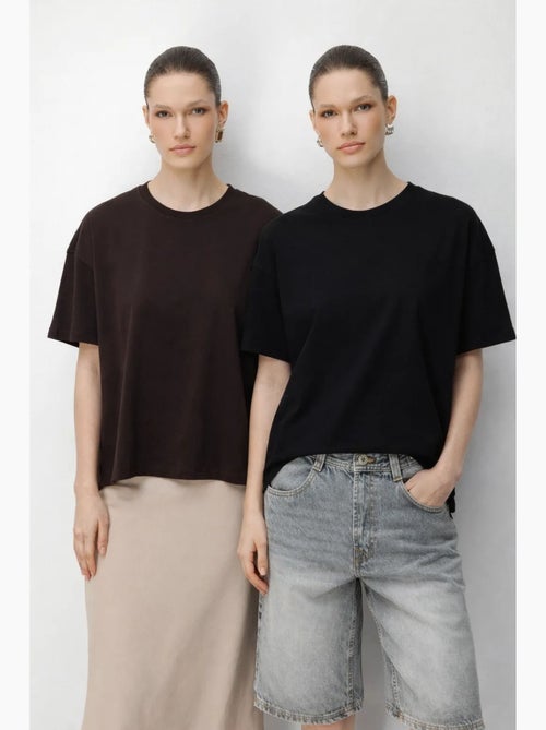 Conjunto de t-shirts de duas peças oversized caneladas com gola redonda mixray - Kiabi Conjunto de t-shirts de duas peças oversized caneladas com gola redonda mixray - Kiabi