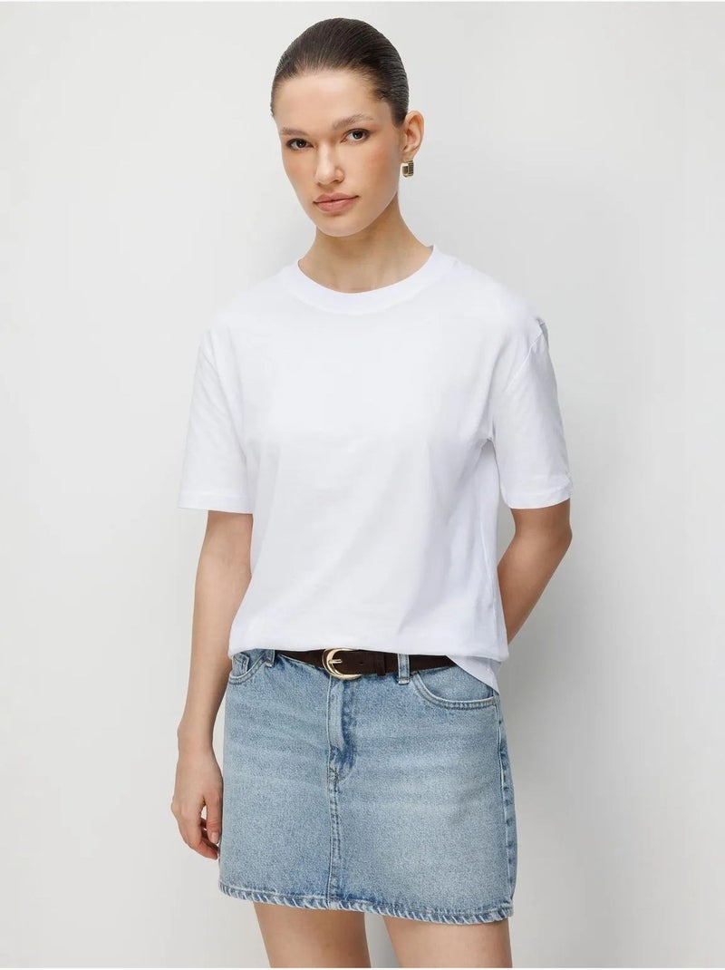 Conjunto de t-shirts de duas peças oversized com gola redonda canelada mixray Branco - Kiabi
