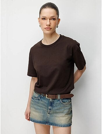 Conjunto de t-shirts de duas peças oversized com gola redonda canelada mixray