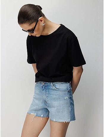 Conjunto de t-shirts de duas peças oversized com gola redonda canelada mixray