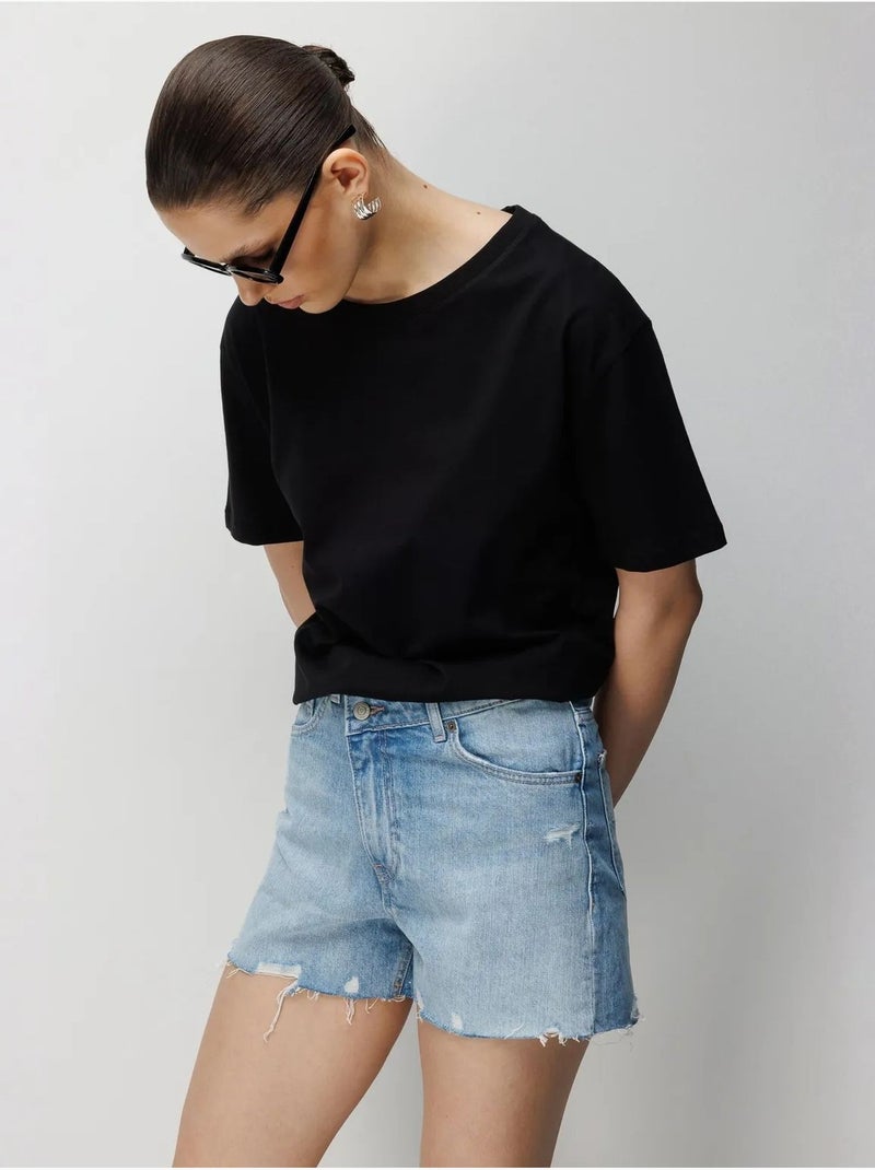 Conjunto de t-shirts de duas peças oversized com gola redonda canelada mixray Preto - Kiabi