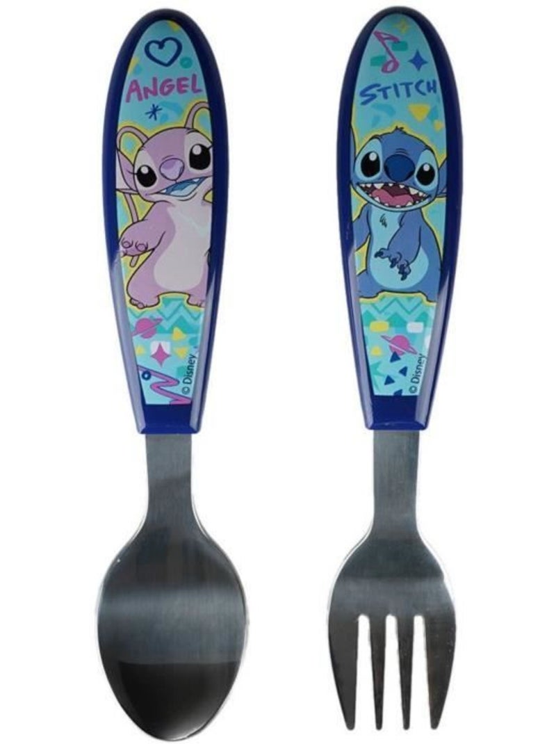 Conjunto de talheres inox disney baby lilo & stitch (2 peças) Azul - Kiabi
