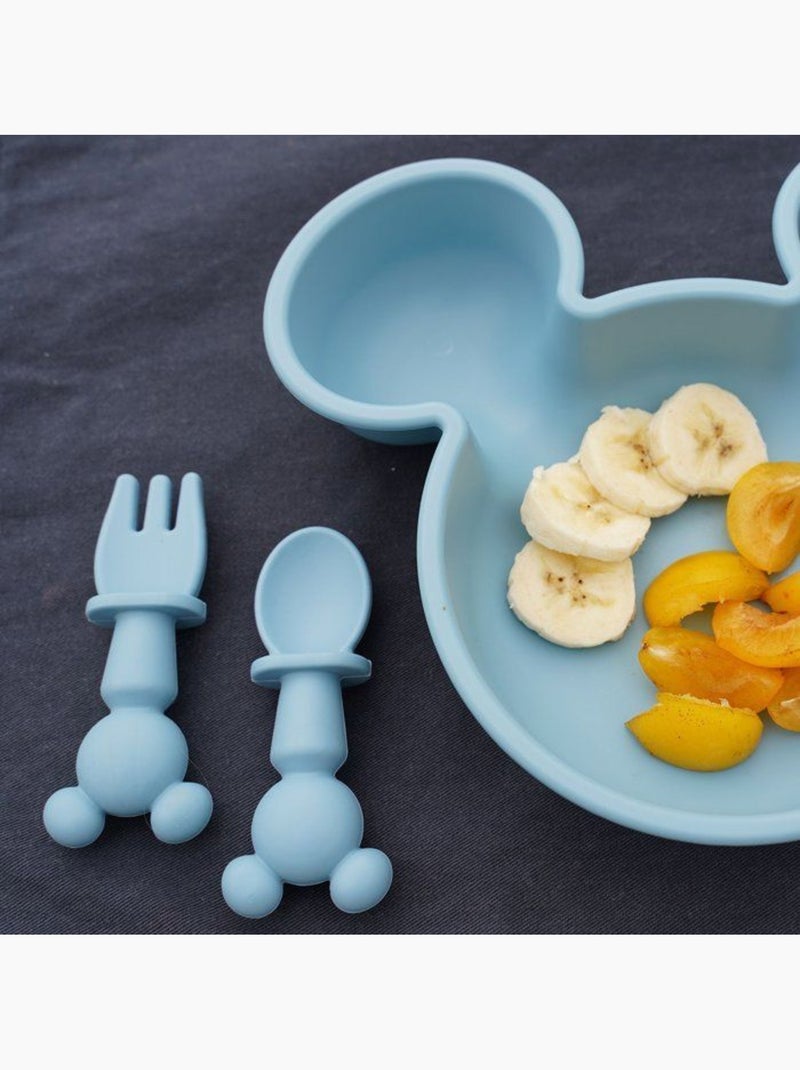 Conjunto de talheres silicone thermobaby disney baby mickey 2 peças Azul - Kiabi