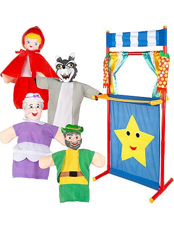 Conjunto de teatro de fantoches chapeuzinho vermelho 25 cm cucu show