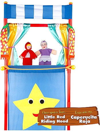 Conjunto de teatro de fantoches chapeuzinho vermelho 25 cm cucu show