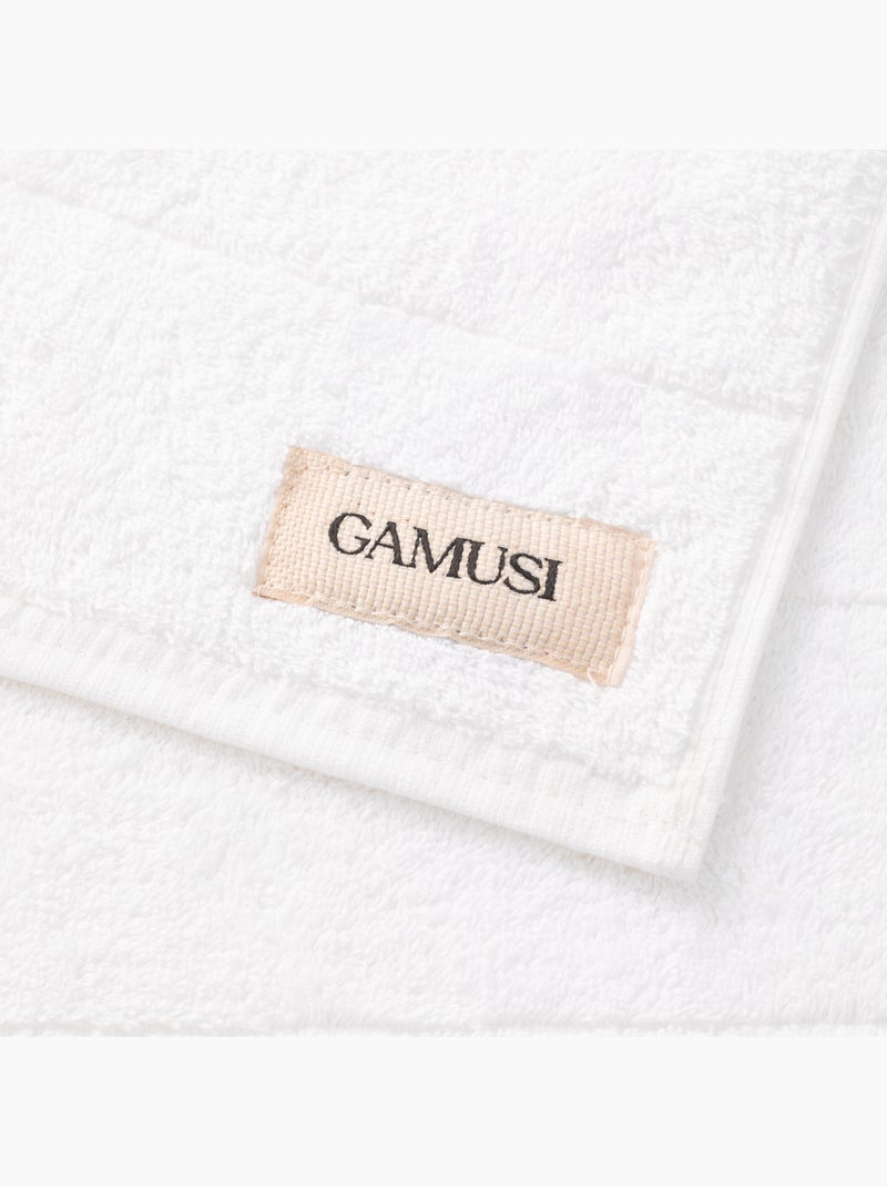 Conjunto de toalhas de duche e lavabo 100% algodão, 600 g/m², com presilha - Gamusi Branco/Verde água - Kiabi