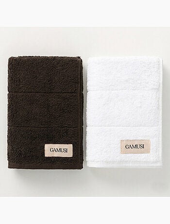 Conjunto de toalhas de duche e lavabo 100% algodão, 600 g/m², com presilha - Gamusi