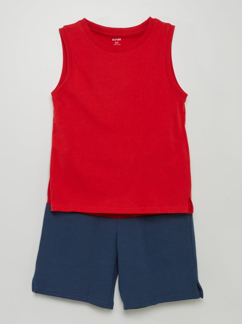 Conjunto de top + calções  - 2 peças AZUL - Kiabi