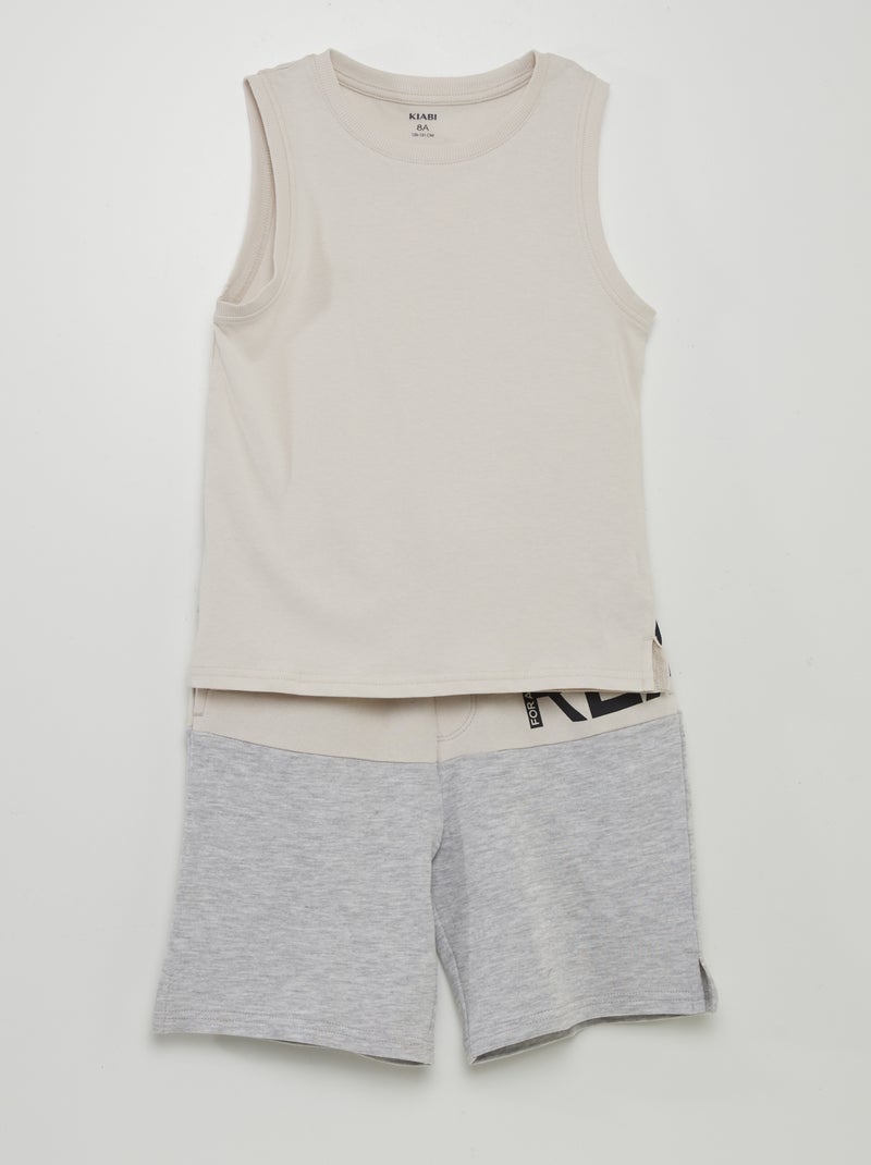 Conjunto de top + calções  - 2 peças CINZA - Kiabi