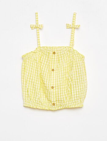 Conjunto de top + saia às riscas em tecido crepe - 2 peças