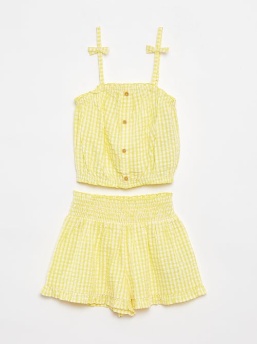 Conjunto de top + saia às riscas em tecido crepe - 2 peças - Kiabi