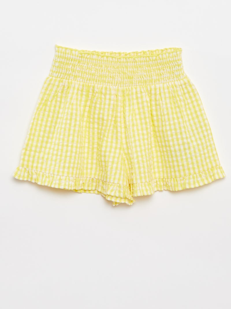 Conjunto de top + saia às riscas em tecido crepe - 2 peças Amarelo - Kiabi