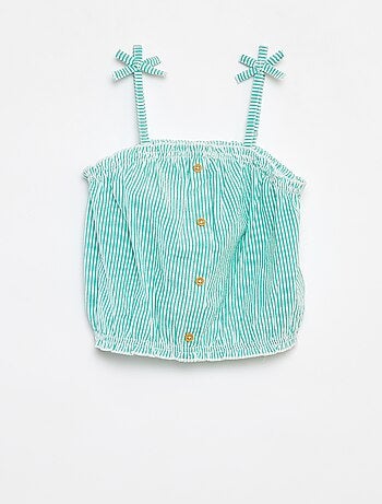 Conjunto de top + saia às riscas em tecido crepe - 2 peças