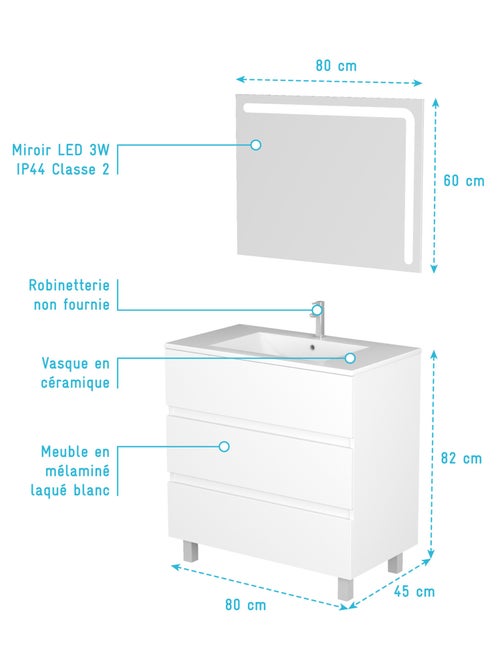 Conjunto de toucador e espelho led - Kiabi